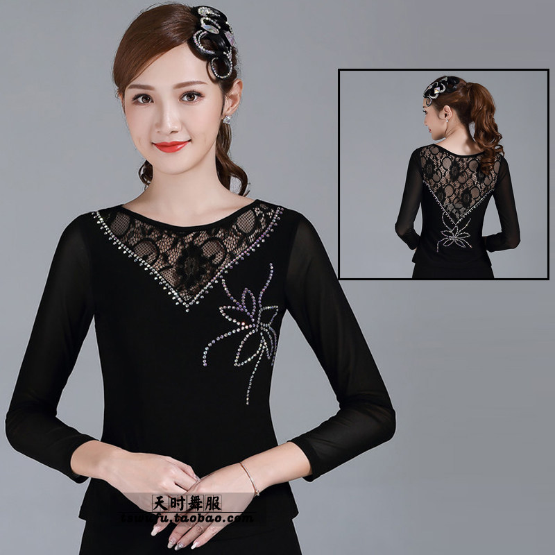 Imported Crystal Asao to drill Latin dance with new blouse female adult Morden National Peuding Three steps for a successful performance