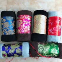 Chinese style satin warm hand tube warm hand bag uncharged Lamb hair thickened to send the elderly cover handbag