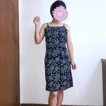 Wuzhen blue printed cloth suspenders dress cotton slim sexy small suspenders National style A- line dress summer