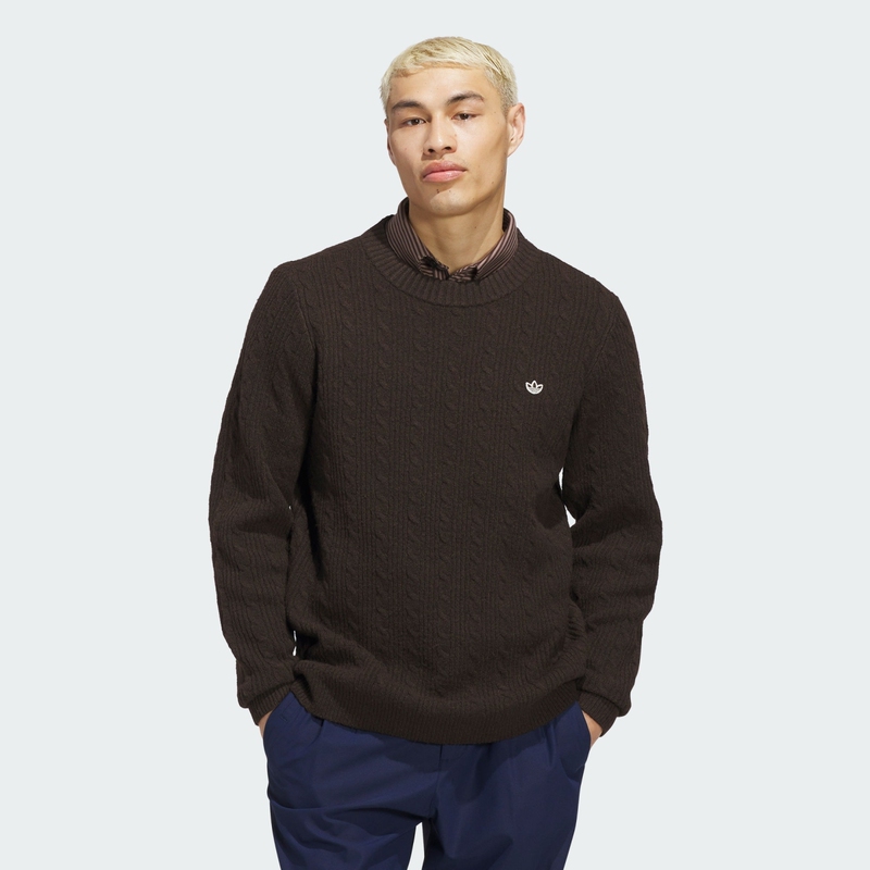 Adidas/Adidas Trefoil Men's Golf Cable Knit Sports Sweater Jw9864 Adidas/Adidas Trefoil Men's Golf Cable Knit Sports Sweater Jw9864