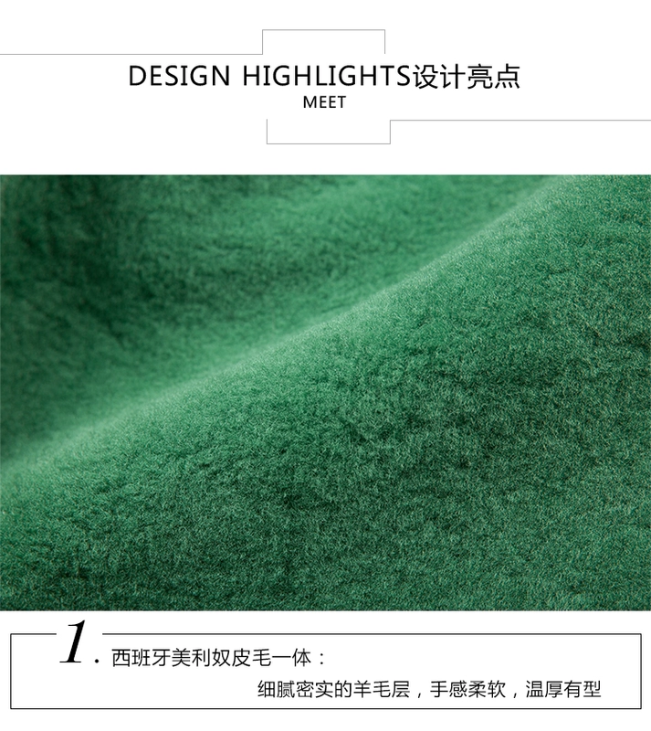 MEET Phật giáo Phiên bản A-line của áo khoác dài tay mùa đông Nhập khẩu áo khoác lông Merino nhập khẩu áo dạ lông thỏ