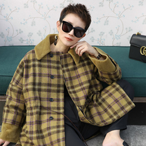 Limited not a single) British Harris tweed loose coat womens long warm cotton suit two-piece set