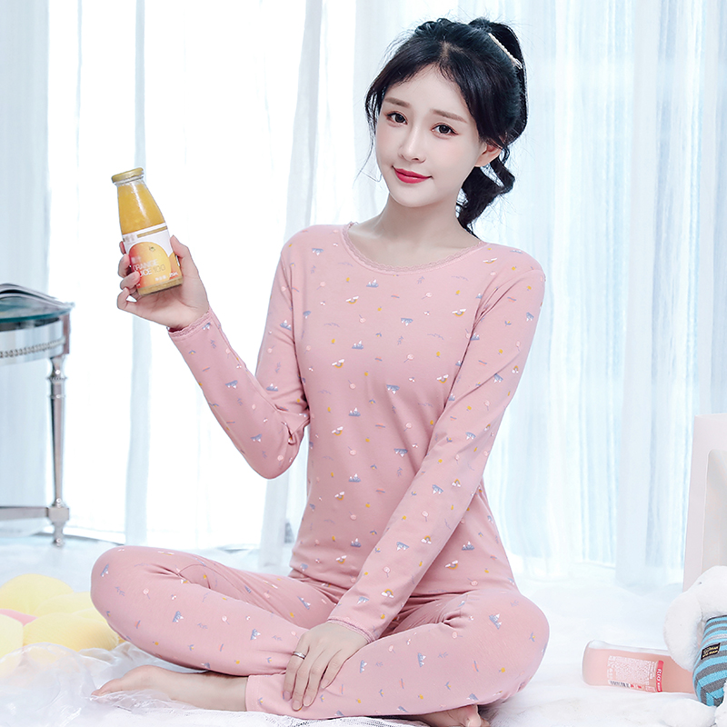 Aki Kayu Trousers lady pure cotton suit thin wear bottom cotton sweater students large-code warm underwear girls