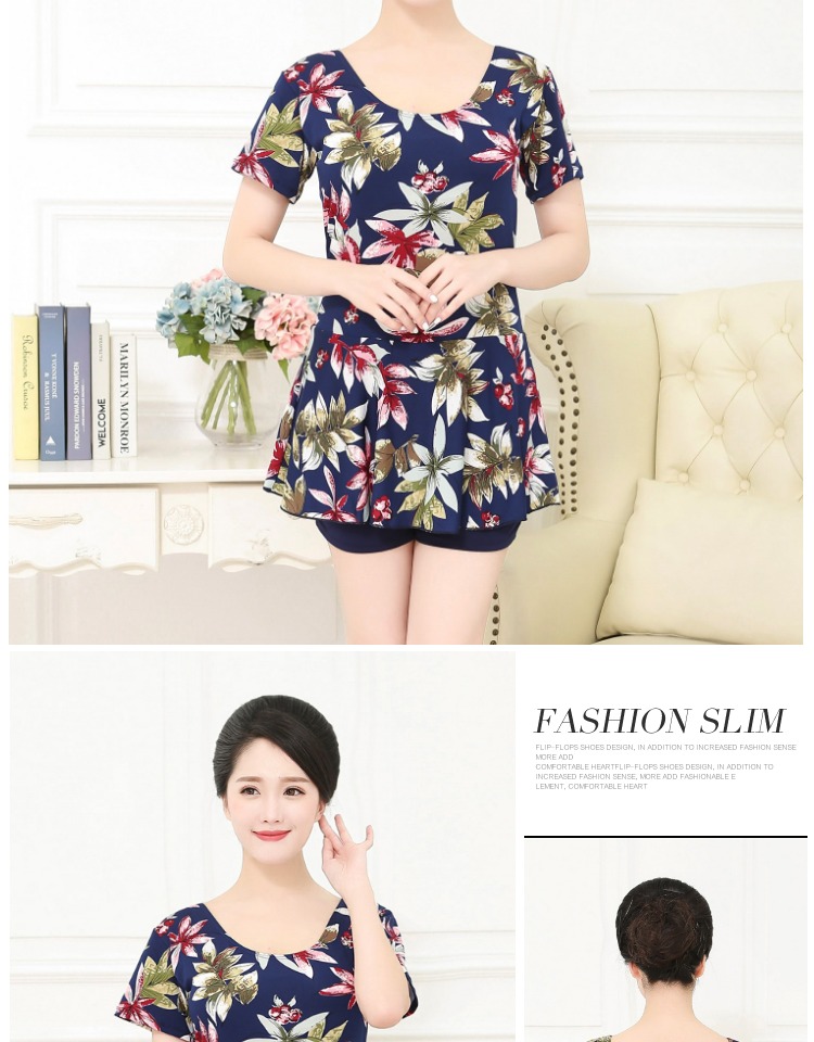 Bộ đồ bơi nữ mẹ trung niên dính liền bảo thủ che bụng thon gọn áo tắm nóng mùa xuân áo tắm cỡ lớn các loại đồ bơi cho nữ