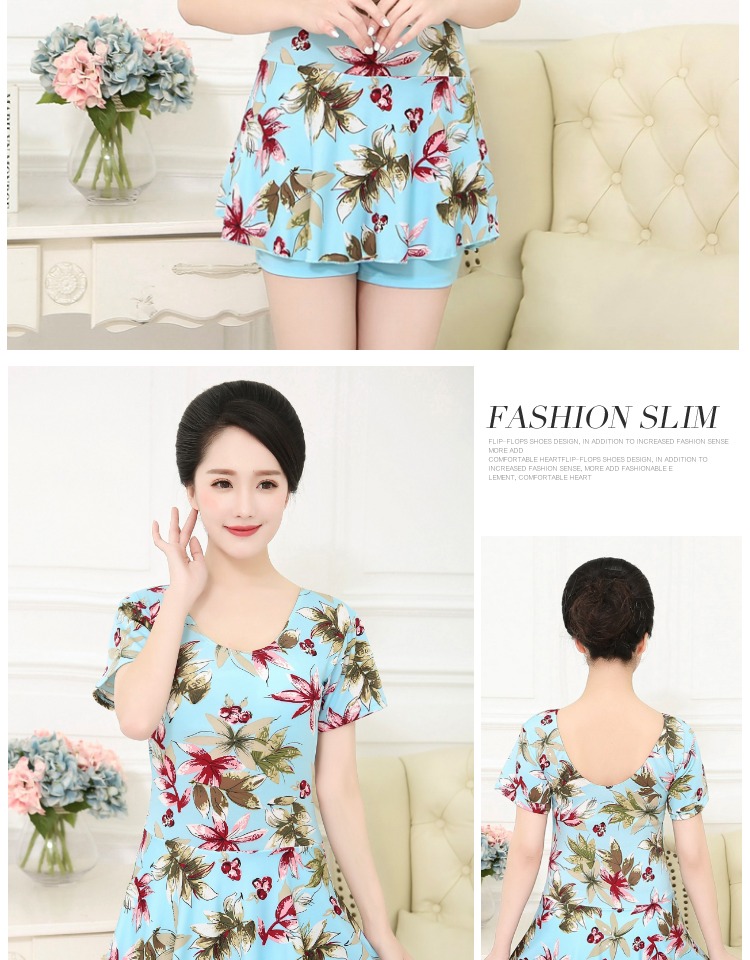 Đồ bơi nữ trung niên và cao tuổi Người mẫu mẹ bảo thủ che bụng giảm béo một mảnh áo tắm suối nước nóng cộng với đồ bơi cỡ lớn bikini liền thân