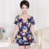 Bộ đồ bơi nữ mẹ trung niên dính liền bảo thủ che bụng thon gọn áo tắm nóng mùa xuân áo tắm cỡ lớn quần bơi Bơi lội