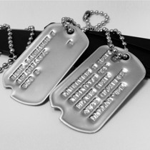 Customized deep concave U.S. military tag 1940 World War II notched soldier tag dog tag matte stainless steel stamping necklace