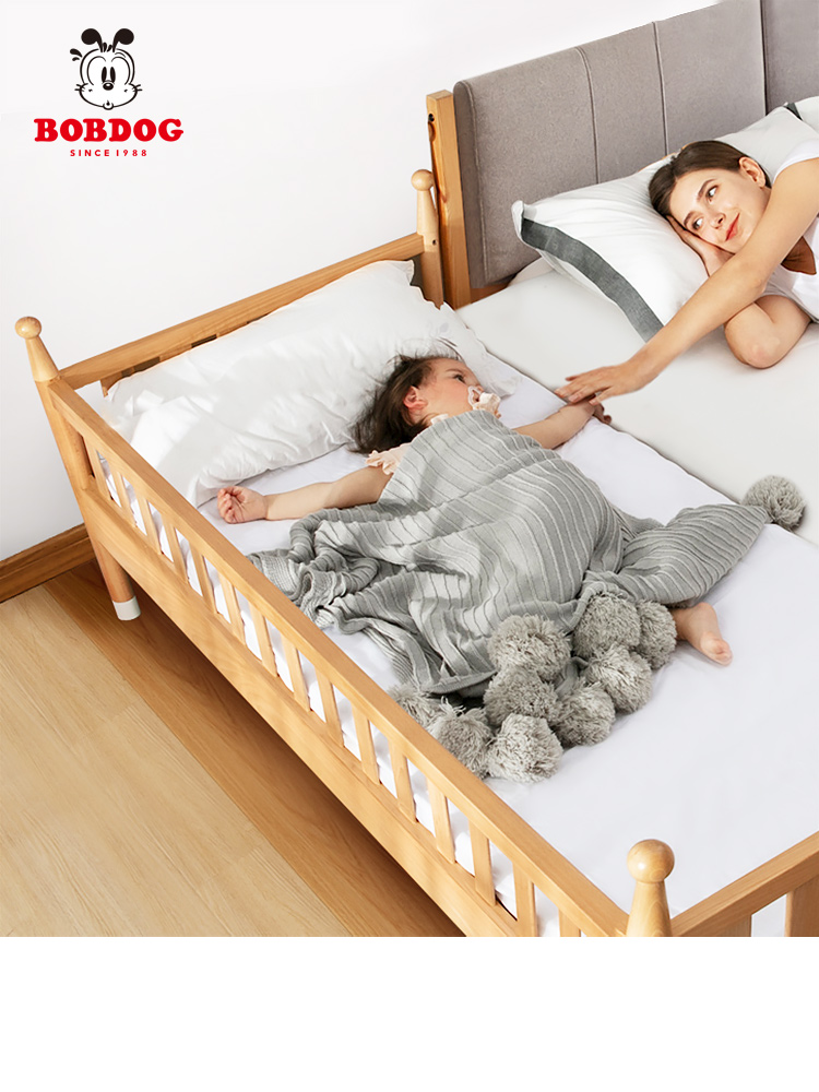 Babu Beech Wood Children's Bed Boy Single Beds Girl Princess Bedside Bed Plus Broadband Guardrails Splicing Large Bed