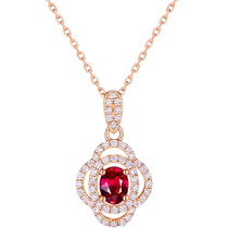 Liufu Jewelry Ruby Pendant Women 18K Gold Diamond Necklace Jewellery Pricing F48DSKP0007R