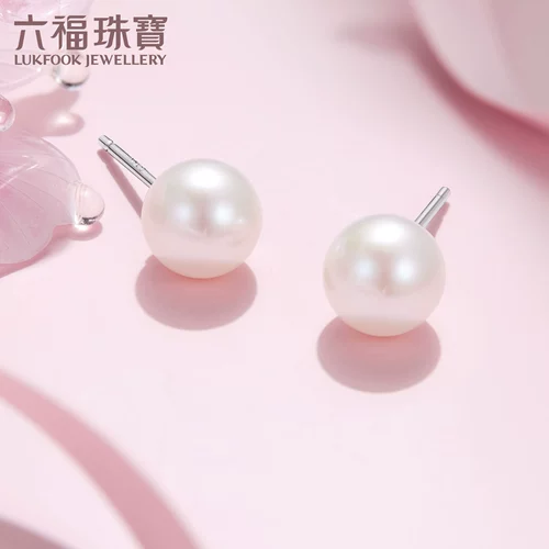 六福珠宝 Серьги из жемчуга, женский стиль, серебро 925 пробы, 7.5mm
