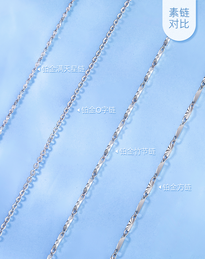 六福珠宝Pt950铂金项链女锁骨链白金满天星项链计价A03TBPN0005