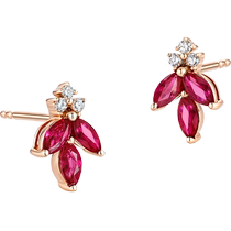 Lukfook Jewelry Brilliant Flower Spike Ruby Earrings 18k Gold Earrings Diamond Earrings Pricing F87DSKE0007R