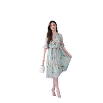 Gentle style floral dress for women summer 2021 new design niche long knee-length chiffon skirt super fairy