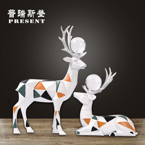Modern minimalist Nordic style abstract geometric crystal ball deer ornaments creative home decorations living room TV cabinet