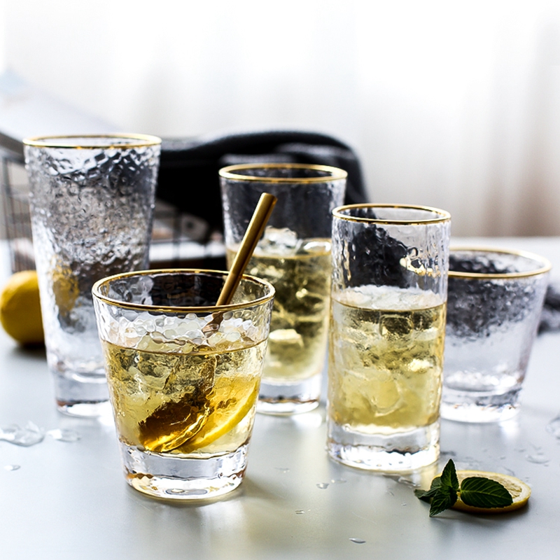 Japanese hammer tattoo glass glass glass hot milk cup fruit juice cold drinking cup household high-end dining cup