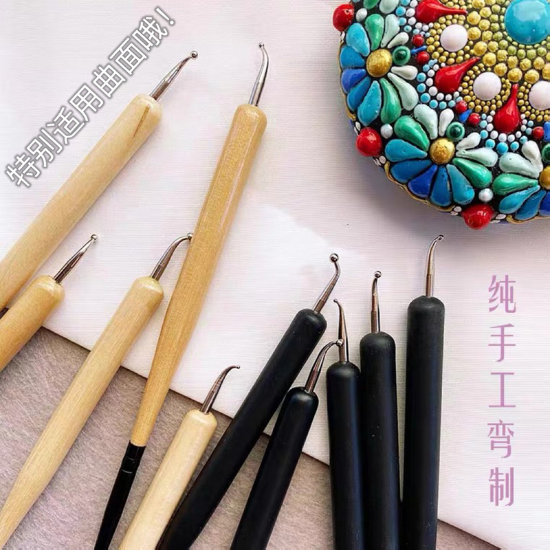 Curved Wooden Mandala Elbow Dotting Pen Suitable for Curved Surfaces, Ultra-Light Clay and Pottery Dotting Pen for Nail Art
