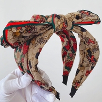 Western style big brand fan hair hoop new bow Double G face small head band wide edge hairpin L same hair band
