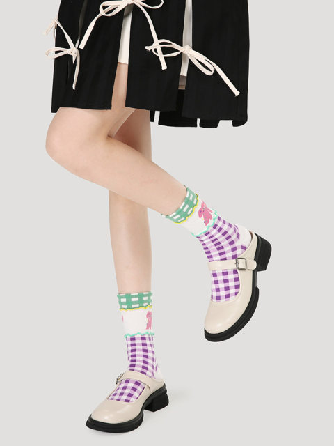 Renaissance original women's socks mid-calf socks cartoon bunny girl ins trendy socks gift box women's socks cotton