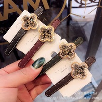 South Korea East Gate new leather Clover Czech rhinestone hairclip sweet fashion side clip Bangar clip