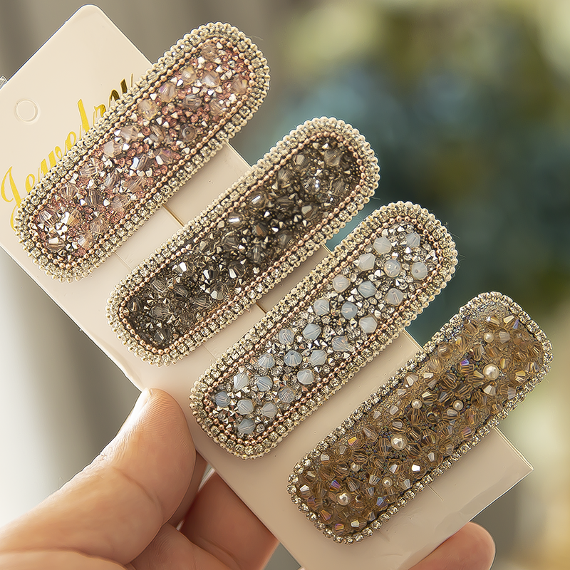 South Korean Korean version Light Extravagant Internet Red Ins Crystal Hairpin BB clip Cracked Hair Clip clip Clip A Sea Clip Hair Clip Clip Clip
