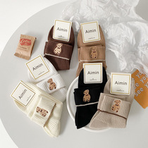 Socks Children Spring Summer Day Series New Middle Stocking Socks Small Freshens of cotton socks Embroidered Bear Cubs for students stocking stuffers