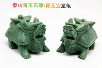 Taishan Stone Carving Dragon Turtle Pendulum Pieces Green Jade Stone Sculptures Longevity Turtle Living Room Bedroom Meta-Treasure Dragon Head Tortoise Office Home Accessories