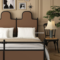 COZY style retro 1 8 m master bedroom with double man bed full solid wood bed high backrest soft bag American Roman velvet bed