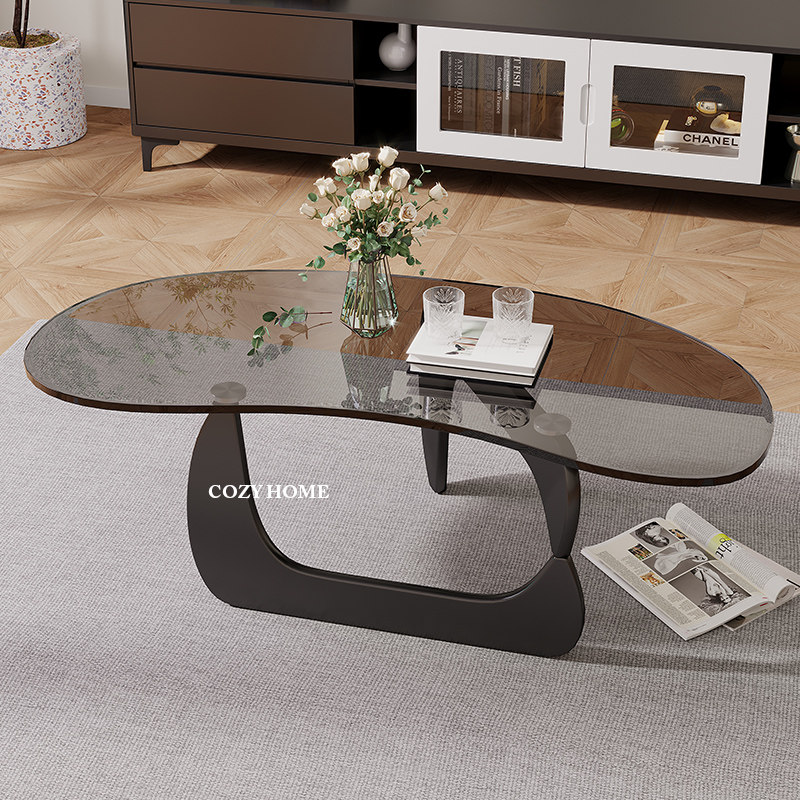Nordic Noguchi Yong Noguh designer Creative Taiwan Several small family type tempered glass black solid wood profiled tea table