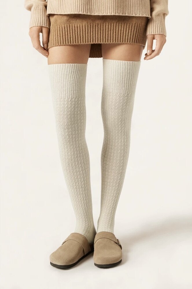 колготки / чулки дна calzedonia25秋冬新女含7%山羊绒保暖过膝袜jk袜长筒袜dl0404