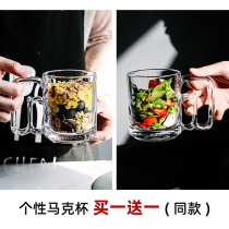  Japanese-style creative glass thickening cup Tea cup Milk tea cup Water cup Gift cup Personality mug