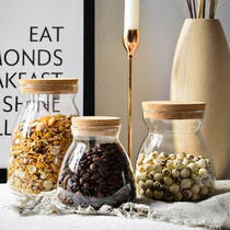 Home heat-resistant glass transparent sealed cans food cans miscellaneous grains tea cans Cork sugar cubes