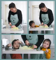  Parent-child apron pure cotton hemp cartoon parent-child apron men and women childrens painting clothes clothing Home