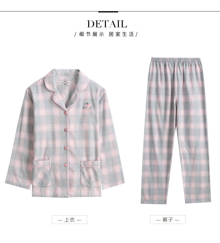 Bộ đồ ngủ cotton dài tay tiêu chuẩn Mỹ mùa thu đông có thể mặc đồ kẻ sọc cotton ngọt ngào phục vụ nhà hai dây mùa xuân đồ bộ