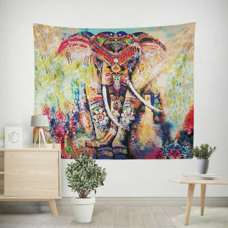 Animal Elephant Dòng tấm thảm trang trí tường treo khăn bãi biển nền TV nhà vải che khăn có thể được tùy chỉnh - Tapestry tấm thảm treo tường