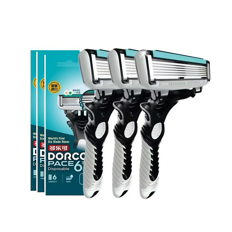 DORCO Manual Razors with 6-Layer Blades, Men's Razor with Korean Imported Blades, Individually Packaged