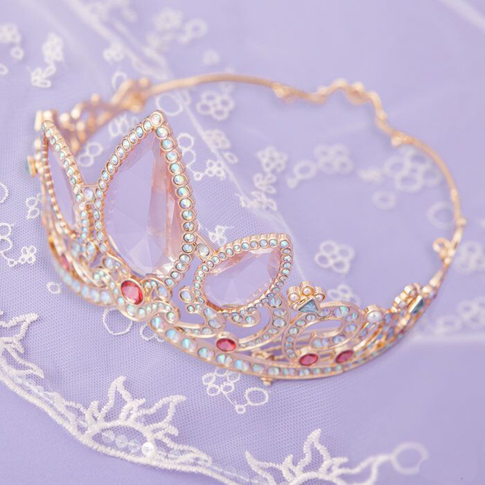 Sc Unique+ Rapunzel Wedding Crown Handmade Diamond-Encrusted Hair Accessory Sc Unique+ Rapunzel Wedding Crown Handmade Diamond-Encrusted Hair Accessory