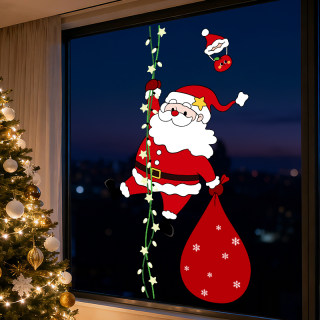 Santa glass door sticker tree static sticker atmosphere window sticker layout christmas decoration scene pendant