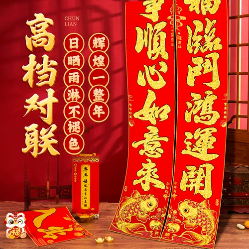 2025 Новый год Змеи Куплеты из флокированной ткани начального уровня атмосферные элитные куплеты Праздника Весны Новогодняя дверь Фестиваля Весны поставляется с клейкой подложкой