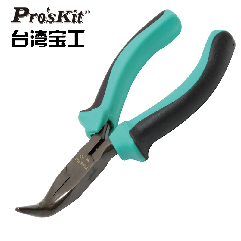 Taiwan Baogong PM-755 two-color mini curved nose pliers 5 inch curved nose pliers elbow hardware tools