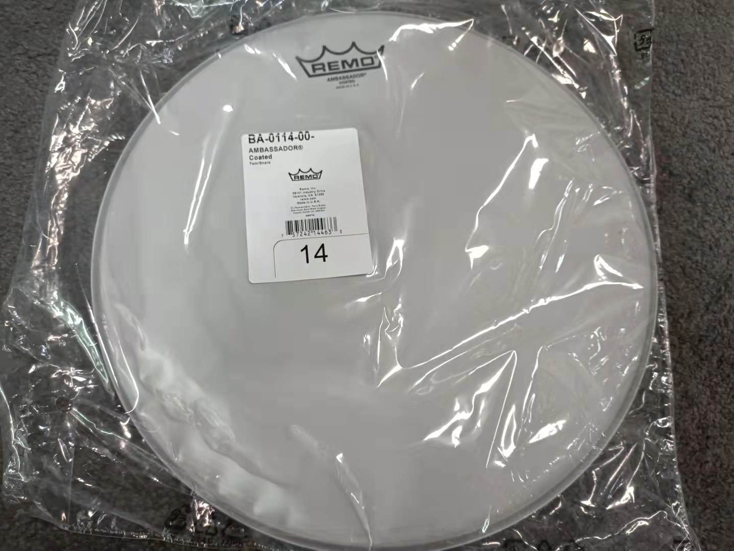 REMO REMO - American BA - 0114 14 inch single - layer white - worn army drum skin