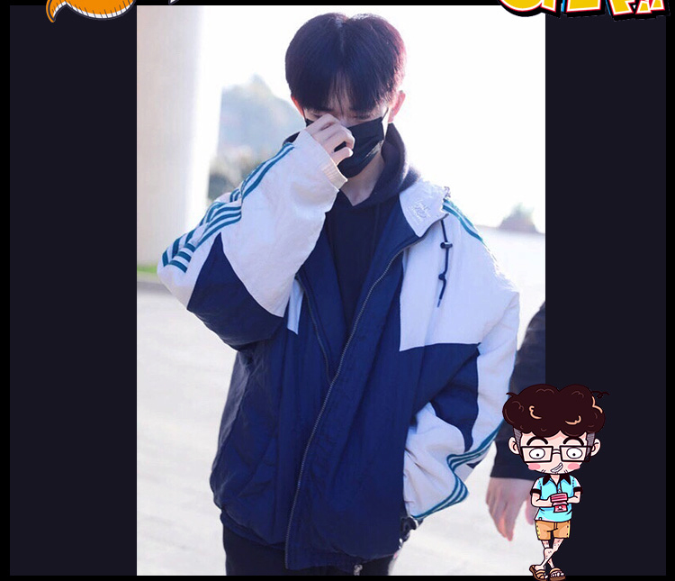 Yi Qian Qian Qian với cùng một đoạn bông mùa đông cotton lỏng sọc màu áo trùm đầu dày áo khoác nam và nữ thủy triều mẫu áo phao nữ đẹp 2020