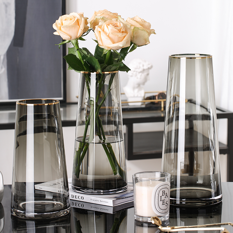 Light luxury vase network red transparent glass fittings decorated dining table small creative minimal Nordic in wind