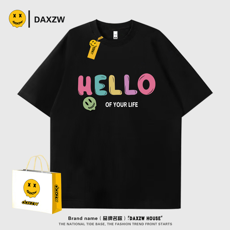 Daxzw Trendy American Cartoon Print Short-Sleeve T-Shirt, Unisex, Loose Fit, Versatile, Black Daxzw Trendy American Cartoon Print Short-Sleeve T-Shirt, Unisex, Loose Fit, Versatile, Black