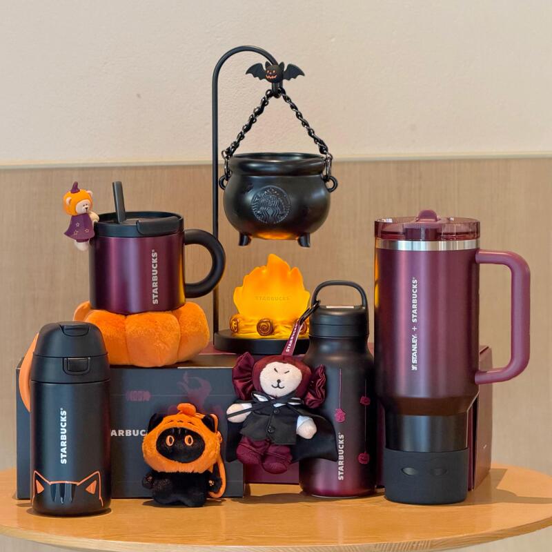 Starbucks Cup Halloween Wonder Night Witch Crucible Temperature-Changing Ceramic Cup Cartoon Orange Cat Stainless Steel Cup Thermos Cup