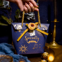 MISSXIU wedding love magic] starry sky blue European wedding candy box large hand carry hand gift bag