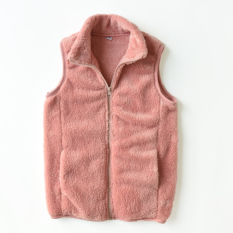 Ấm áp giả da cừu mùa thu và mùa đông đứng cổ áo zip vest ấm áp và thoải mái hoang dã áo khoác nữ trung niên