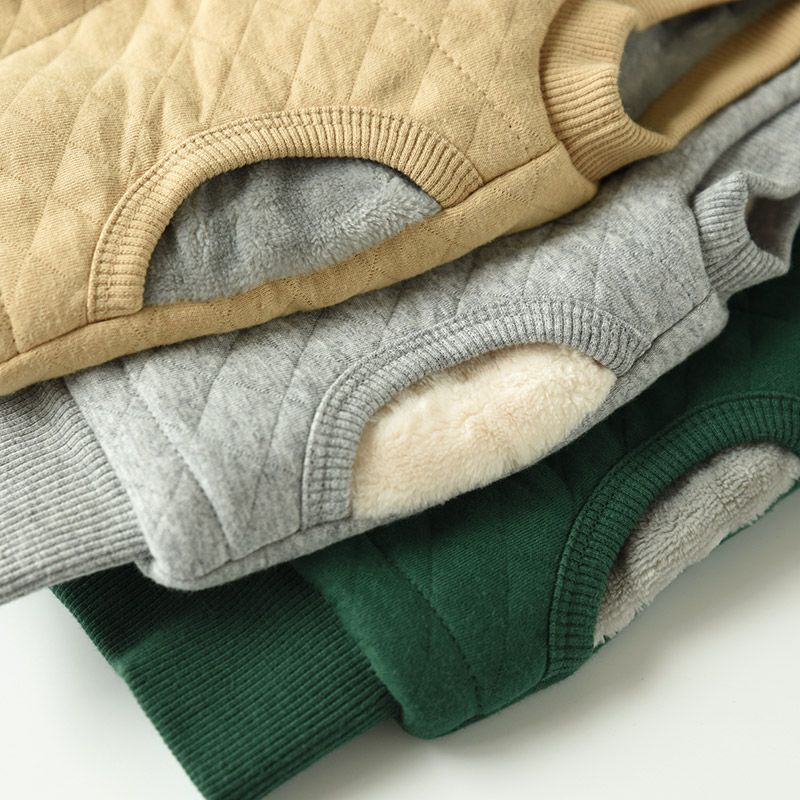 Áo hai dây dày cổ áo trẻ em cộng với áo nhung dày cho bé trai và bé gái bằng vải cotton mùa đông quần áo em bé