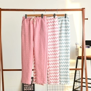 Quần cotton nữ lớp không khí quần pyjama cotton dày mùa thu đông mặc Nhật Bản rộng kích cỡ lớn