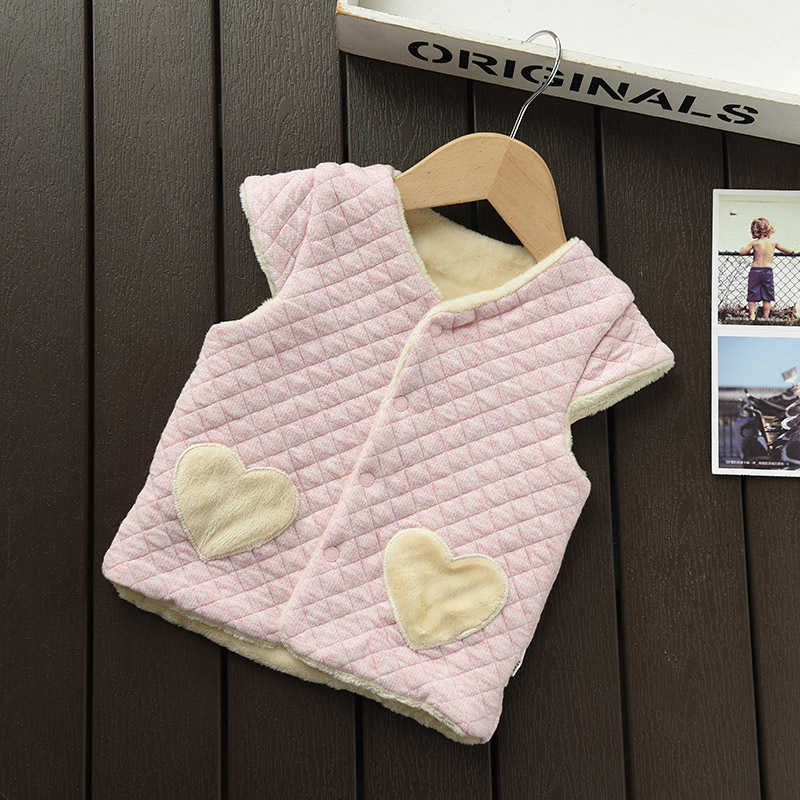 Chất liệu cotton thoáng khí cộng với áo vest nhung vai bé trai và bé gái kẹp lụa cotton ấm áp cho bé mùa đông cửa hàng quần áo trẻ em