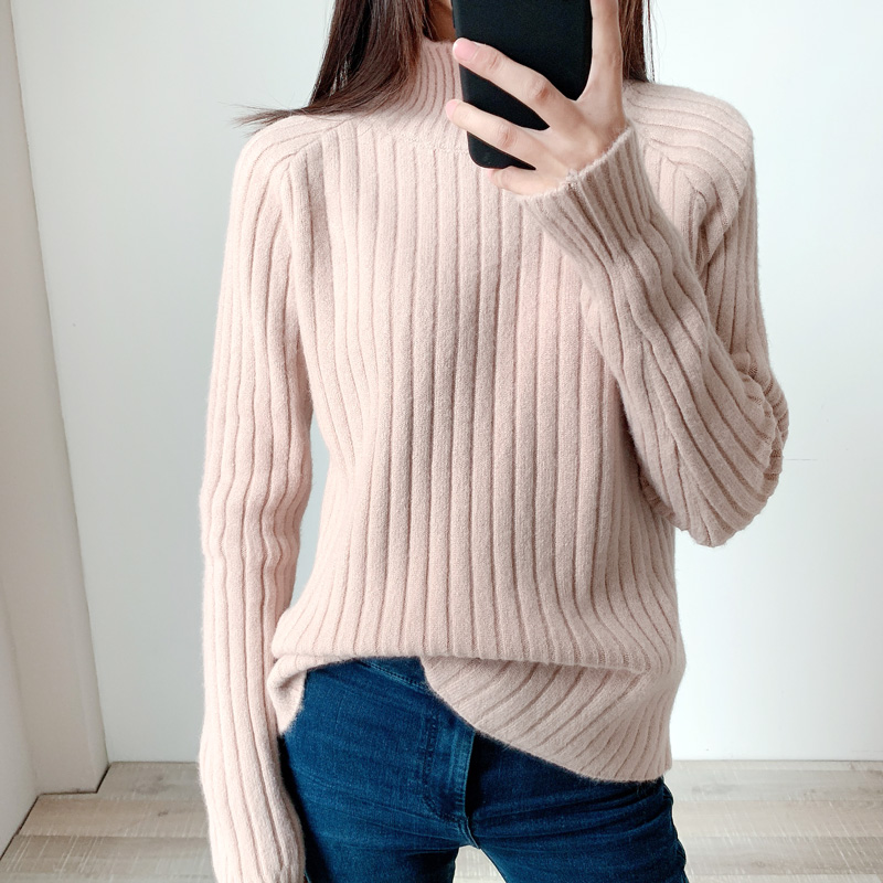 Mềm mại và dày, áo len nửa cổ của phụ nữ, áo crop top, mỏng, ấm áp, mùa thu và mùa đông thời trang công sở nữ cao cấp